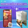 Promoción de menú digital con código QR y carta física impresa para restaurantes