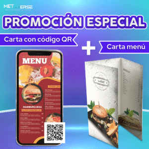 Promoción de menú digital con código QR y carta física impresa para restaurantes